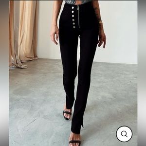 Black  ultra high waisted jeans button/ zipper detail